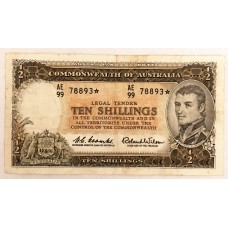 AUSTRALIA 1961 . TEN 10 SHILLINGS BANKNOTE . COOMBS/WILSON . STAR NOTE